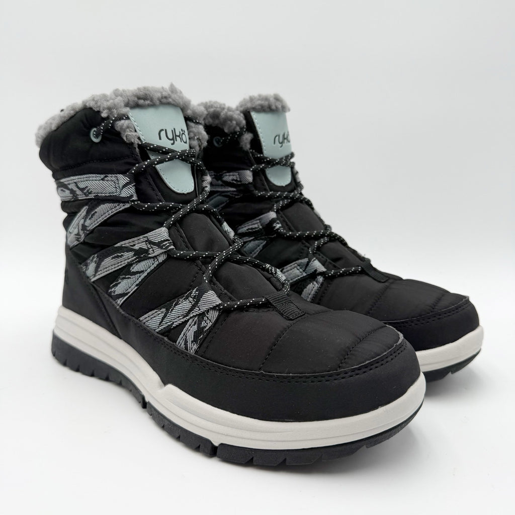 Ryka Womens Akron Ankle Boots Size 7.5 Wide Black Water Resistant Outdoors NIB