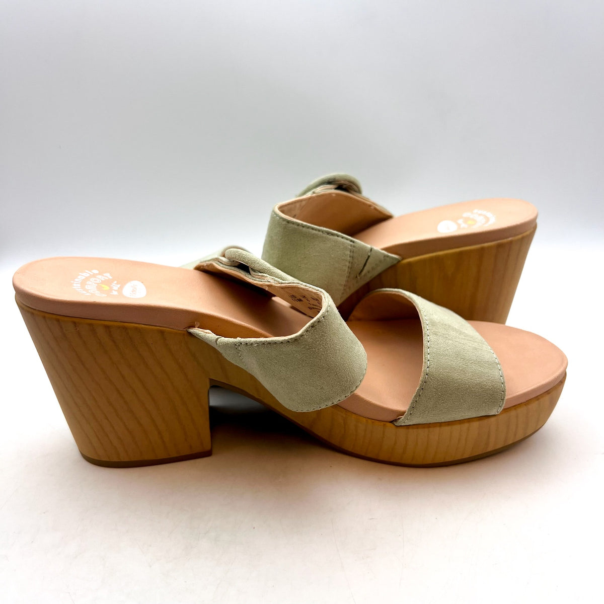 DR. SCHOLL'S Bayside Comfort Platform Sandals Size 11 Pistachio Green NWOB