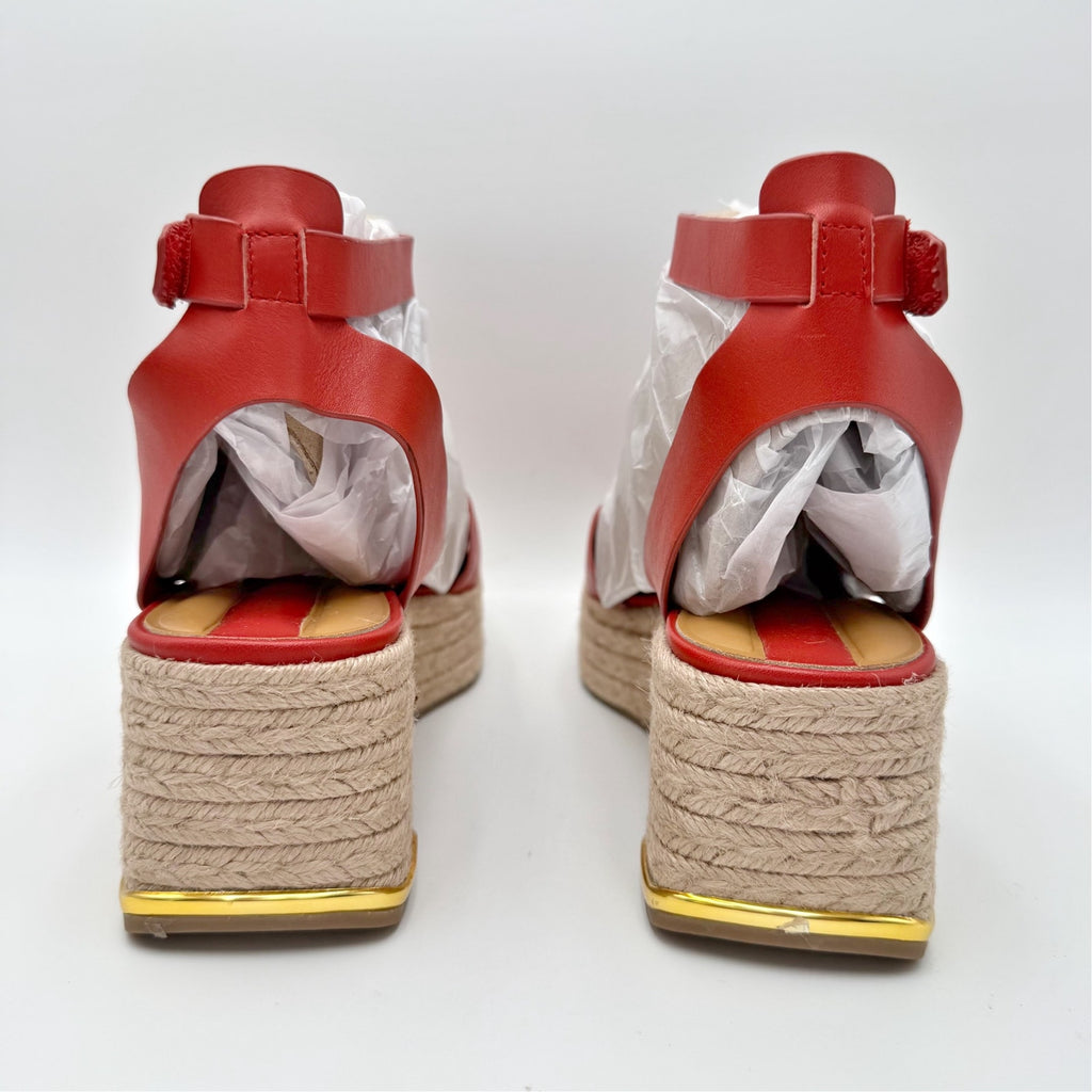 FRANCO Sarto Womens Tiffany Platform Espadrille Sandals Size 9 M Red Leather NIB