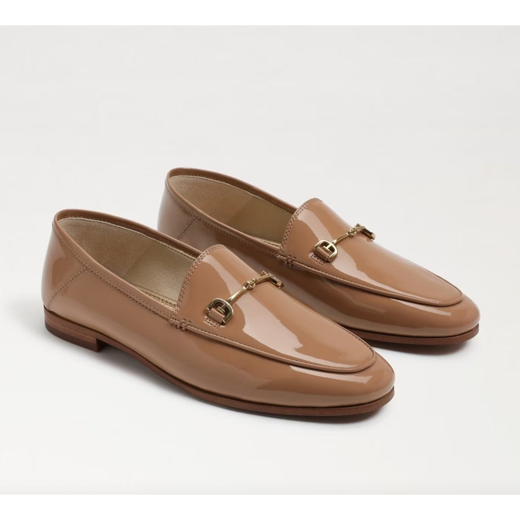 SAM EDELMAN Womens Loraine Loafers Size 7.5 Wide Beige Patent Leather NIB