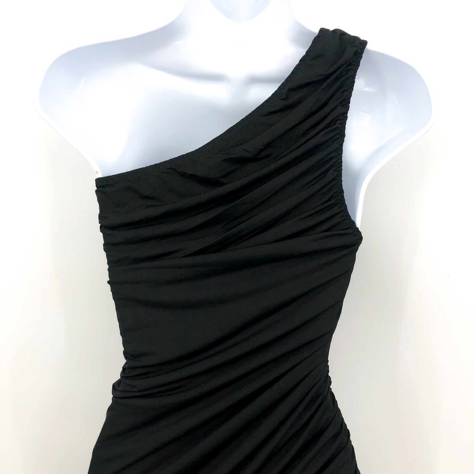 STEVE MADDEN Ayana Dress XS Black Ruched One Shoulder Bodycon Stretch NWT