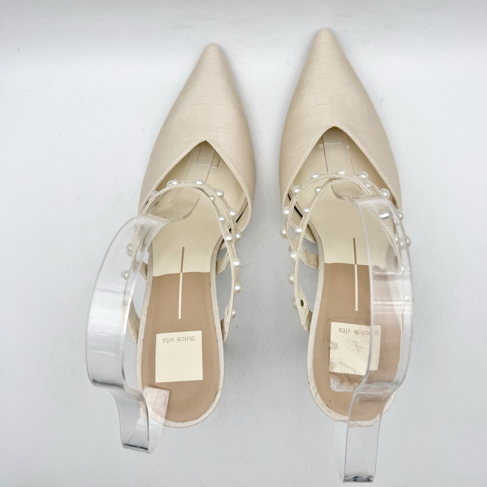 Dolce Vita Womens Hanna Mules US 8 M Ivory Satin Slip On NIB