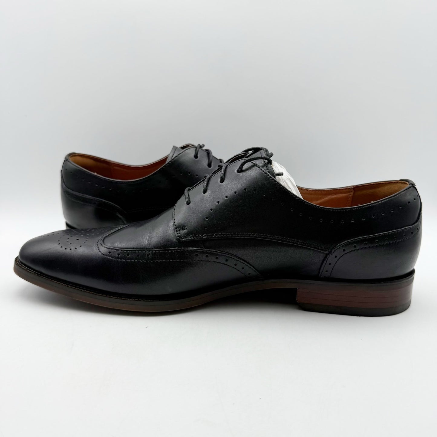 Florsheim Mens Sorrento Wing Tip Oxford Shoes US 10.5 Wide Black Leather NIB