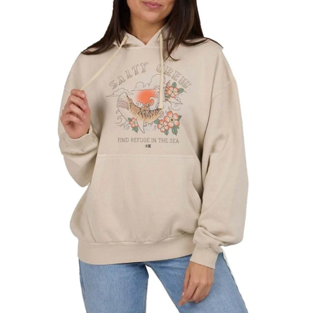 SALTY CREW Women's Salty Crew Hopper Crew Hoodie Medium Off White Sweatshirt NWT