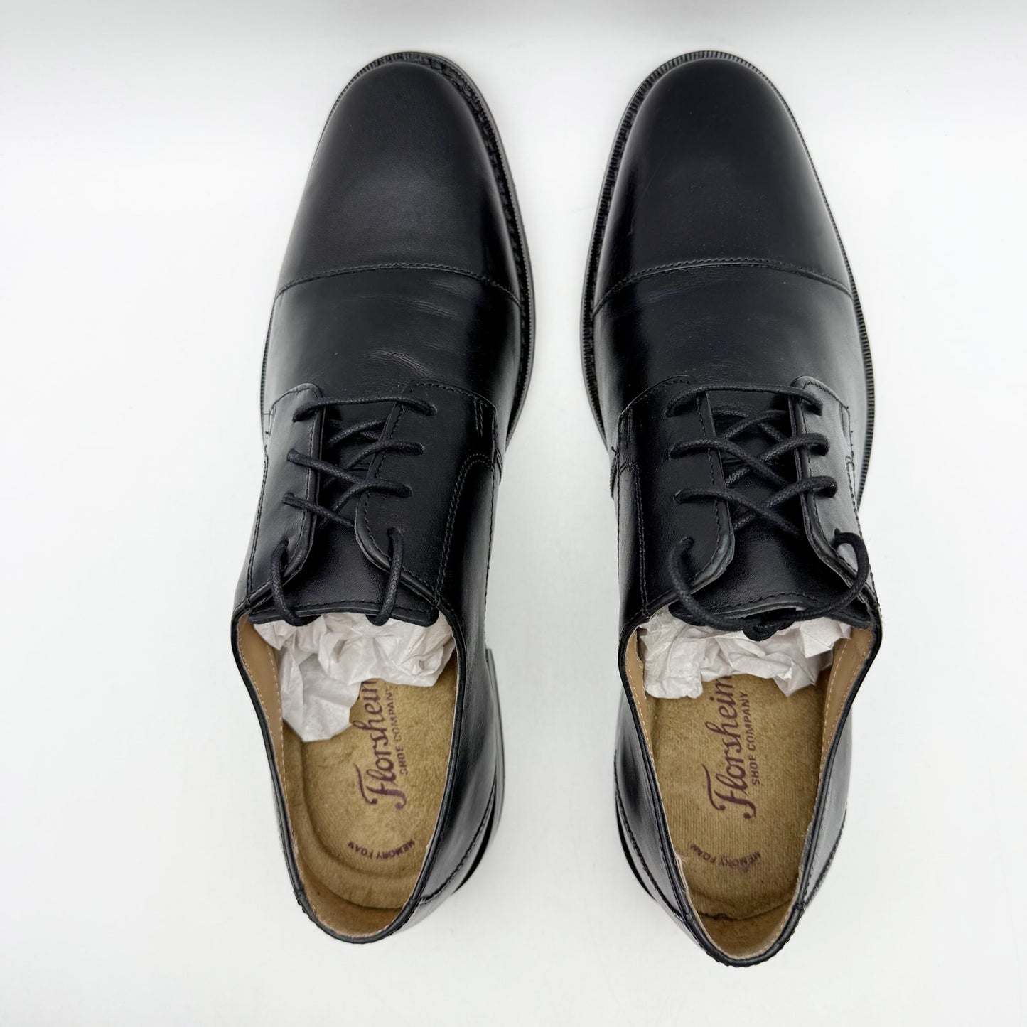 Florsheim Mens Montinaro Cap Toe Oxford Shoes US 9 M Black Leather NIB