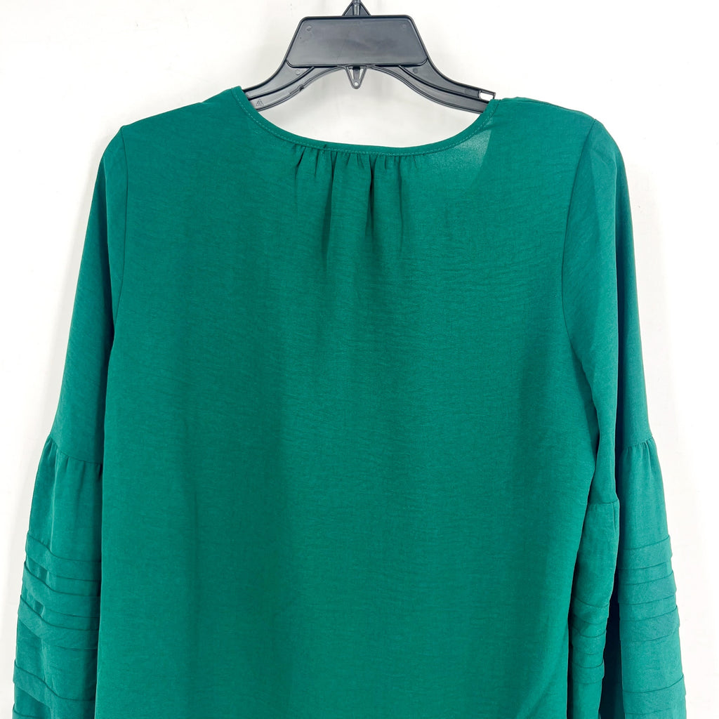FORTUNE + IVY Womens Boho Top Small Hunter Green Tiered Sleeve NWOT