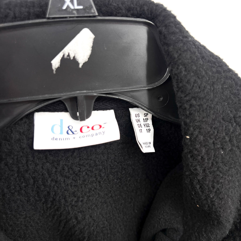 DENIM & CO. Women's Fleece Bonded Sherpa Jacket Small Petite Black NWOT
