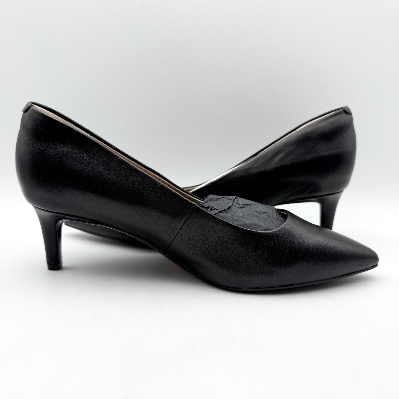 Rockport Womens Cindy Dress Pump US 7 Wide EU 37.5 Black Leather Heels NIB