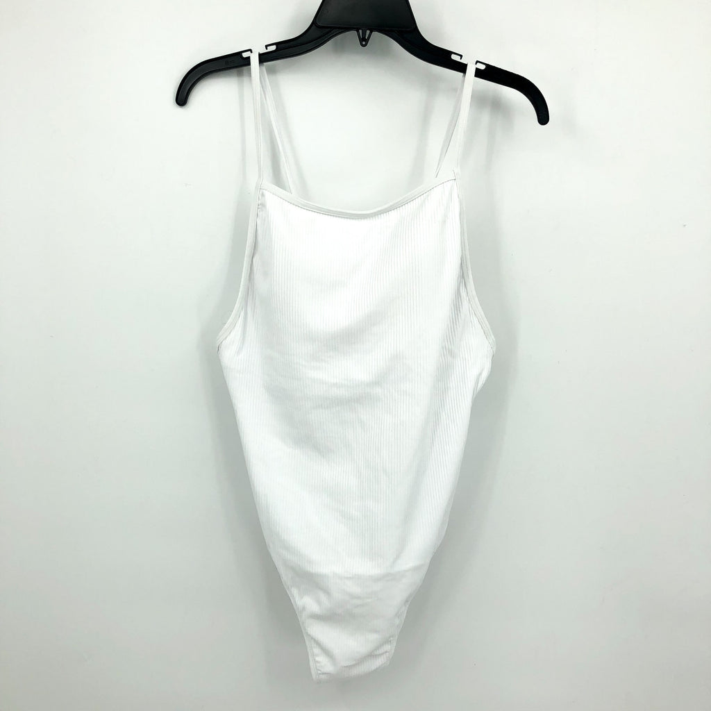 ANDIE SWIM Paloma One Piece XL 16 Tall White Ribbed High Neck Long Torso NWT