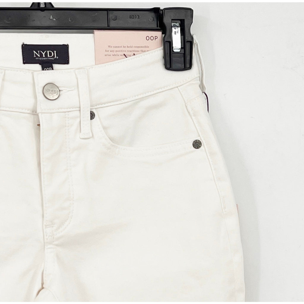 NYDJ Womens's Briella Denim Shorts Size 00 Petite Optic White Cuffs Bermuda NWT