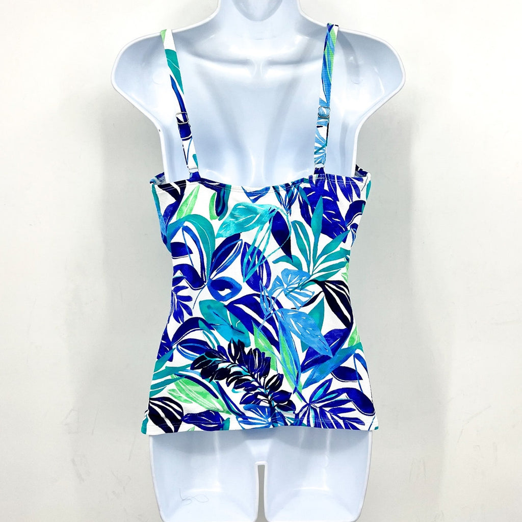 TOMMY BAHAMA Marina Underwire Tankini Top Large Beach Glass Blue Island Cays NWT