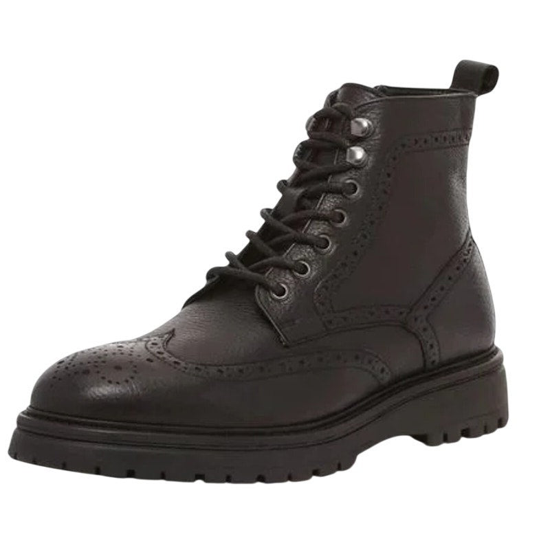 Vince Camuto Mens Namid Combat Boots US 8.5 EU 41.5 Black Leather NWOB