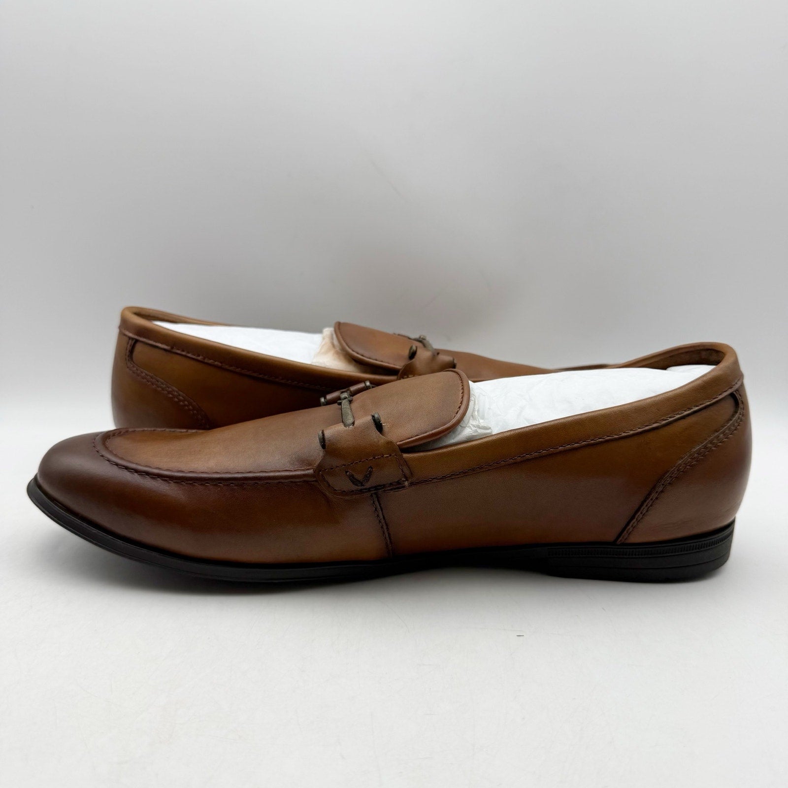Vince Camuto Mens Immon Loafers Size 12 Brown Leather Metal Bit NWOB