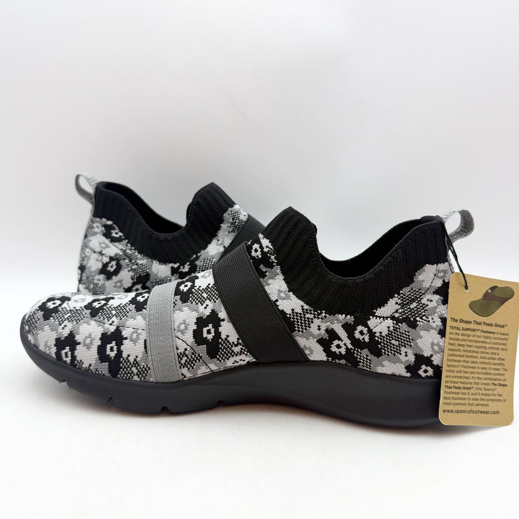Spenco Womens Karma Stretch Sneakers US 6 M EU 36 Black Floral NIB