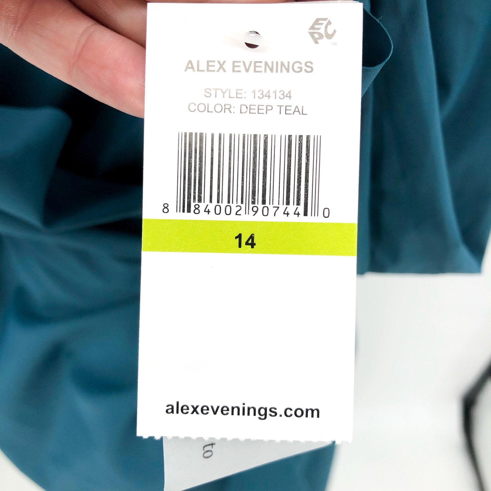 ALEX EVENINGS Beaded Wrap Front Dress Size 14 Blue Green Teal 134134 NWT