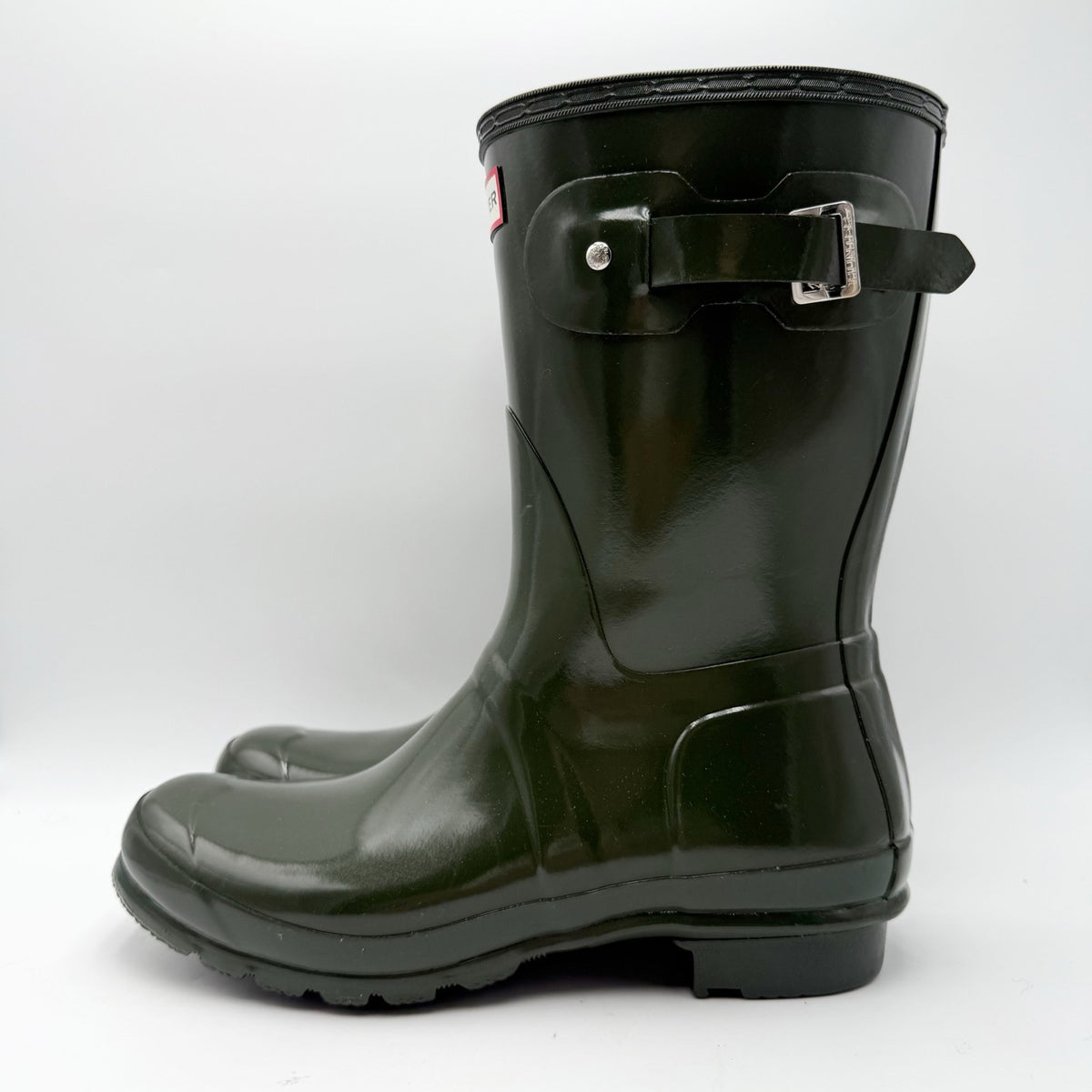 Hunter Womens Original Short Gloss Rain Mid Boot Size 10 Green Waterproof NWOB