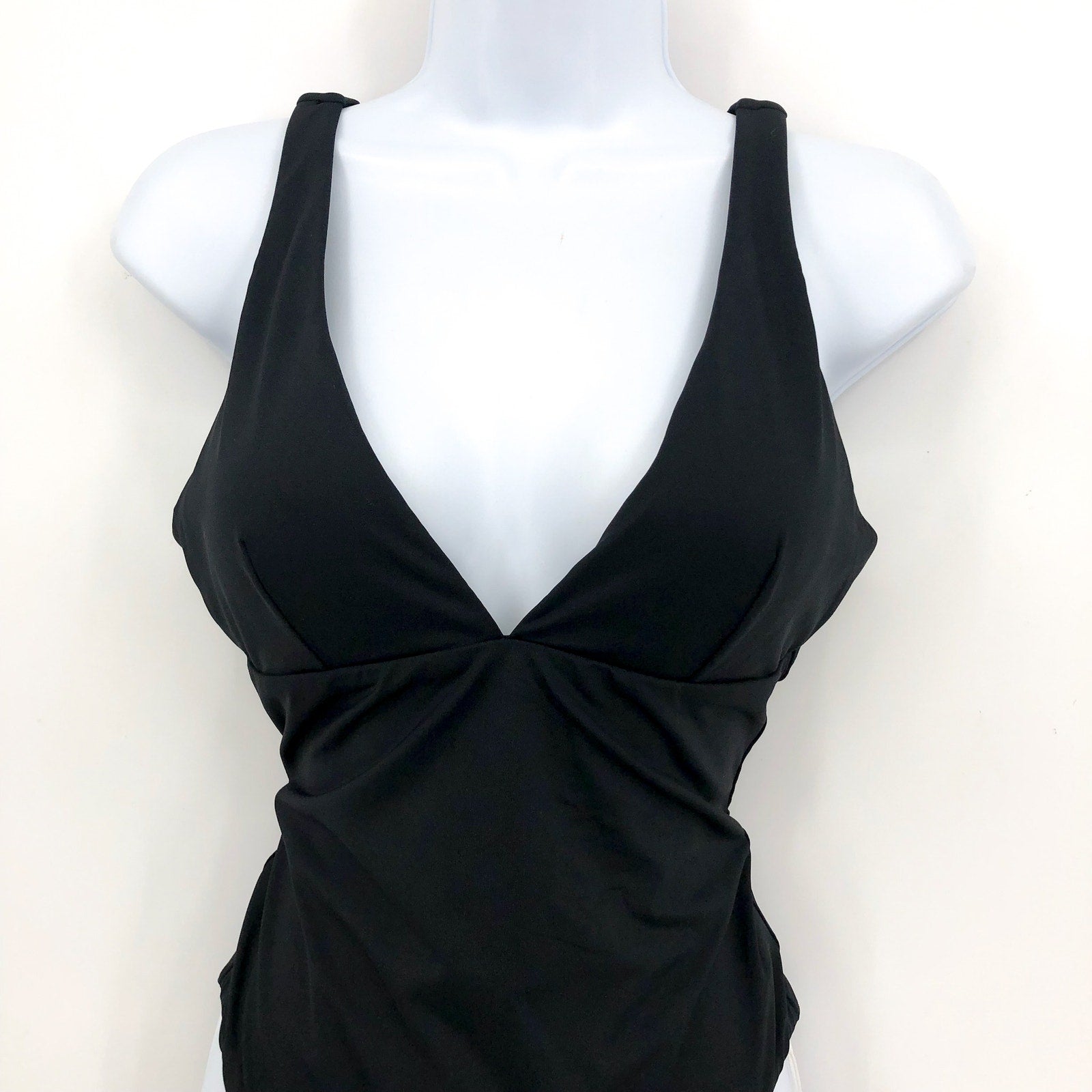 SEAFOLLY COLLECTIVE Women's V Neck One Piece Swimsuit Size 8 Black NWT