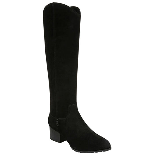 Vionic Women Bixby Knee High Boot 8.5 Wide WC Black Suede Water Repellent NWOB