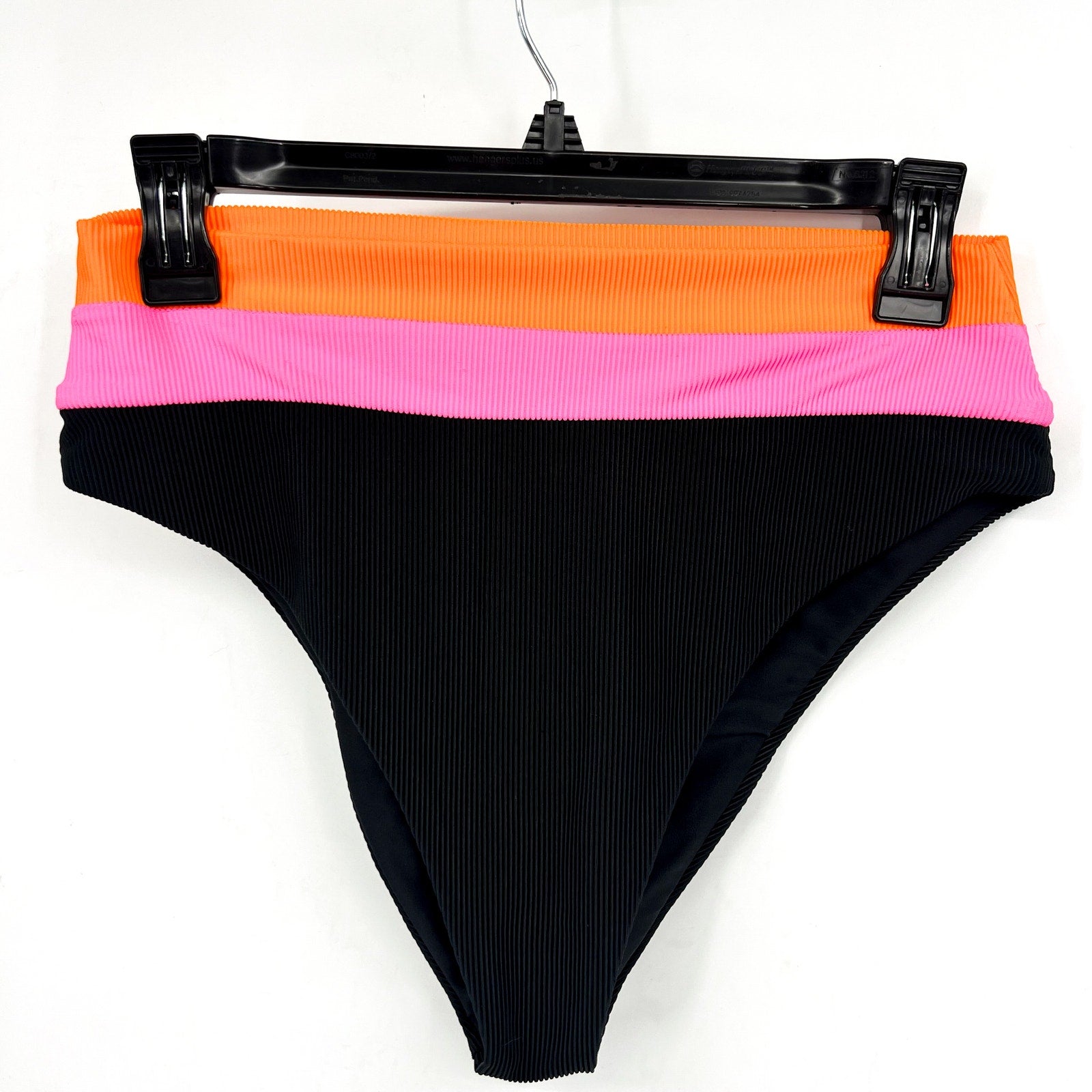 BEACH RIOT Heidi Bikini Bottoms Medium Black Pink Colorblock High Waist NWOT