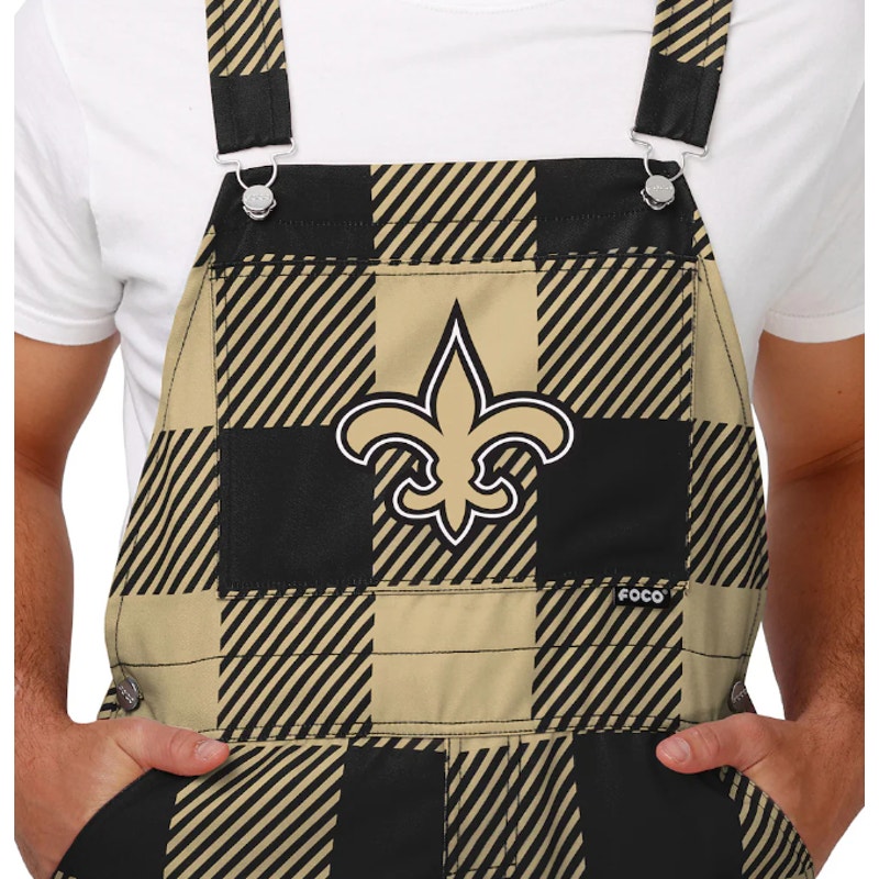 NFL TEAM APPAREL Mens New Orleans Saints Logo Bib Overalls XL Black Gold NWT