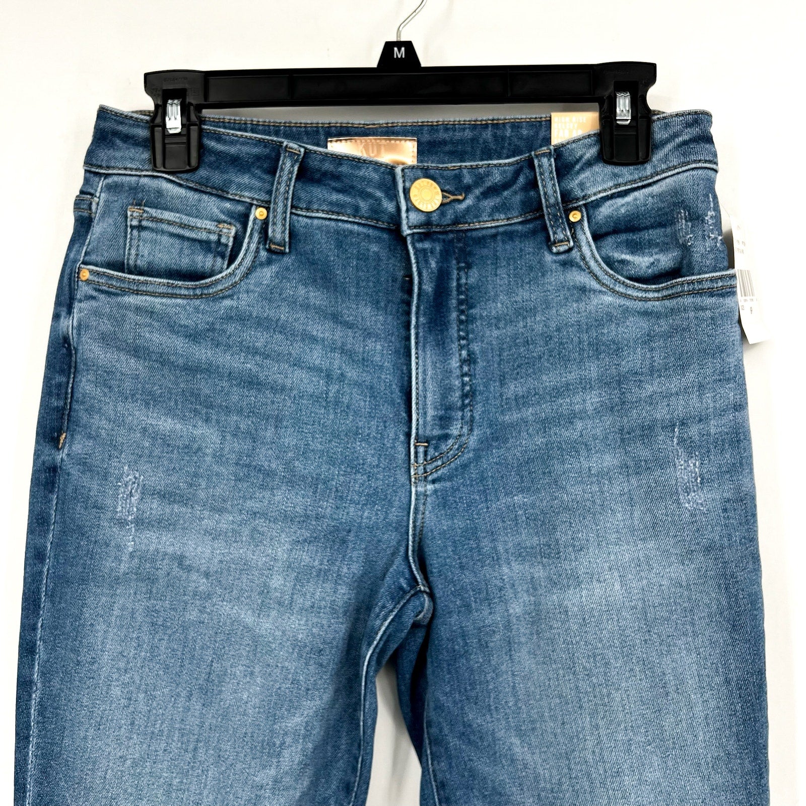 KUT FROM THE KLOTH Womens Kelsey Fab Ab Flare Jeans 6 Petite Blue Perceptual NWT