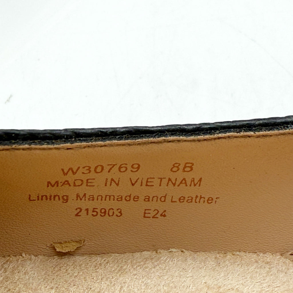 Cole Haan Womens The Go-To Slingback Pump US 8 B Black Leather Lizard Print NWOB