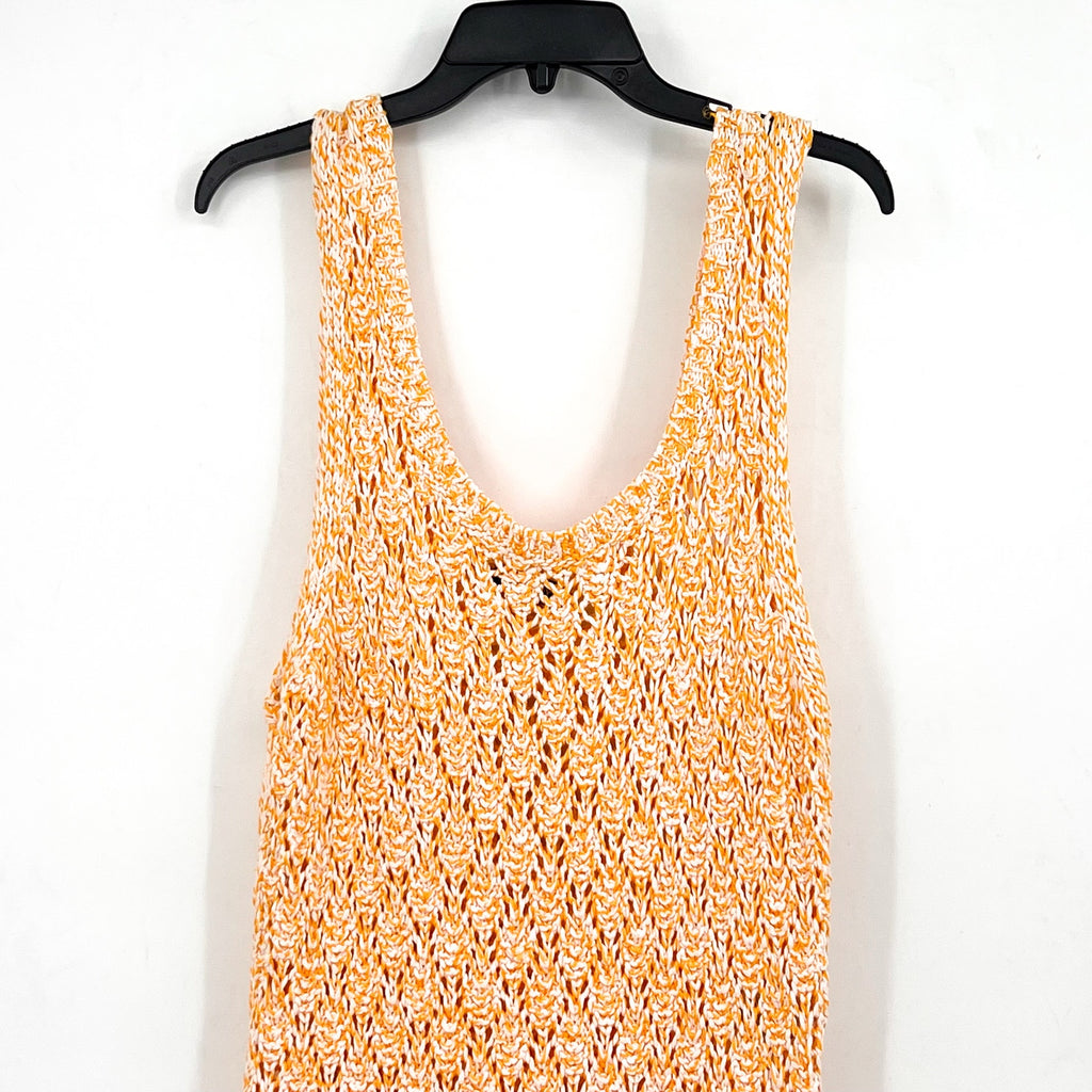 STINE GOYA Women's Knitted Esme Tank Dress Large Orange White Sleeveless NWOT