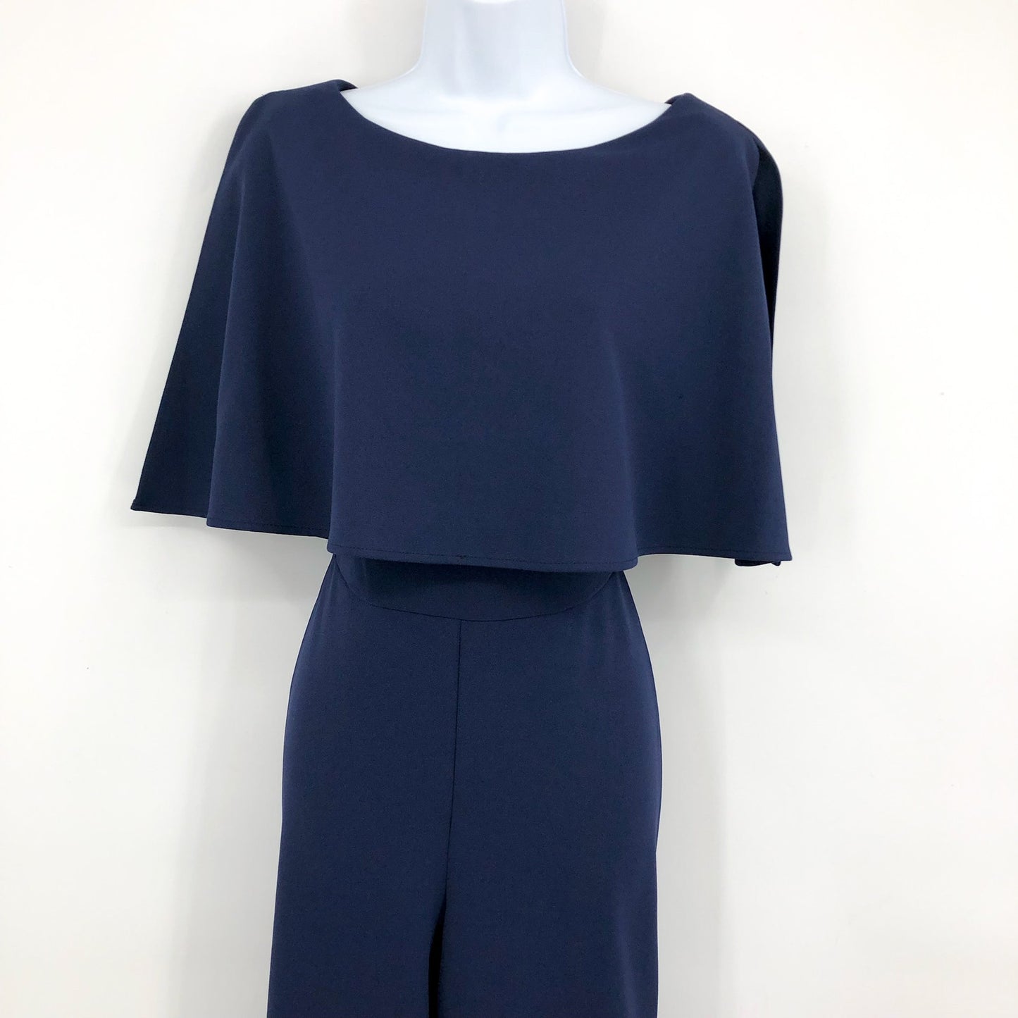 CONNECTED APPAREL Women's Navy Cape Wide Leg Formal Jumpsuit 10 Petite Navy NWT