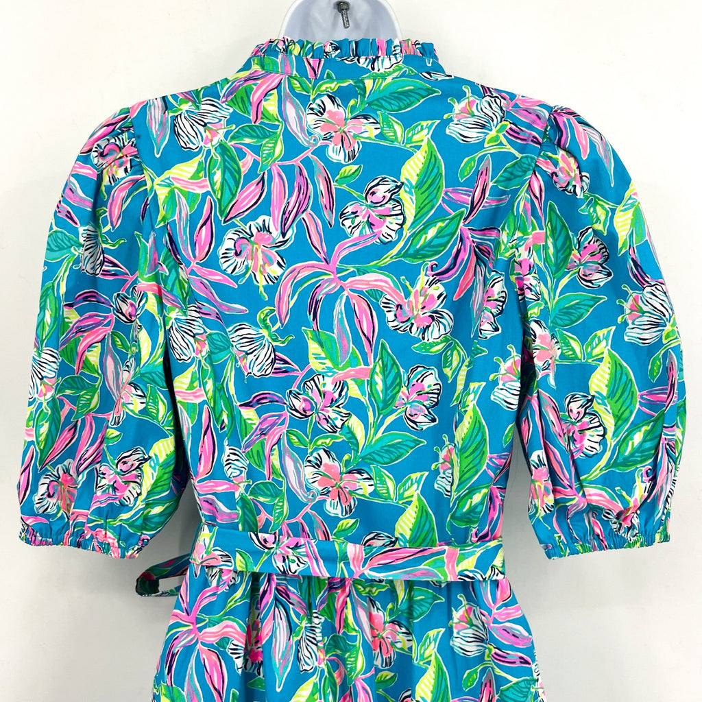 LILLY PULITZER Shona Dress Size 10 Formentera Turquoise Keep on Beleafing NWOT