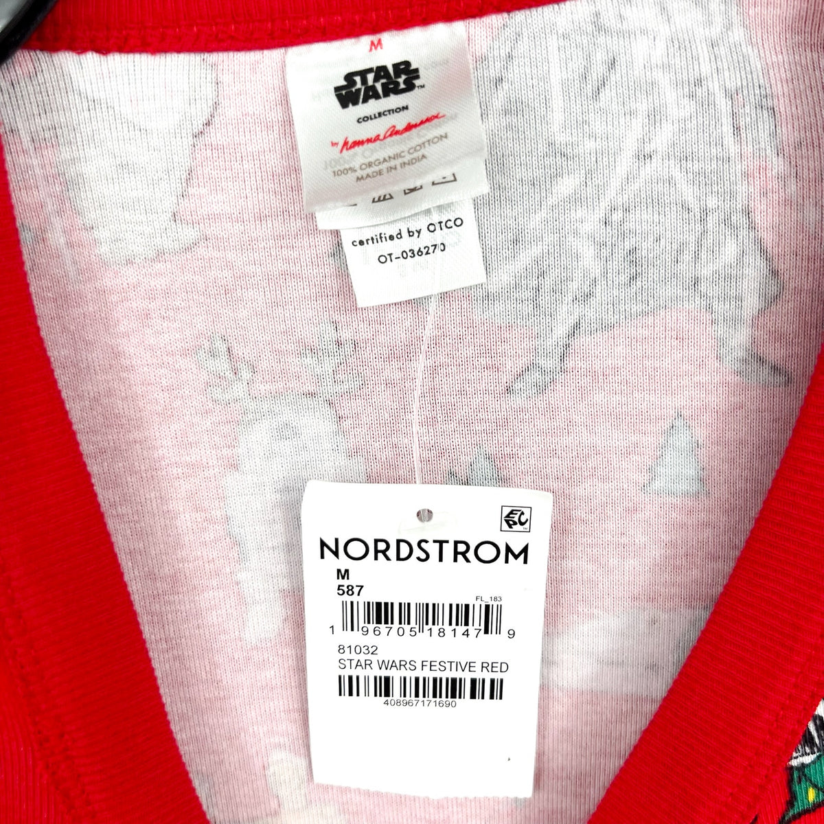 HANNA ANDERSON Womens Star Wars Christmas Pajama Top Medium Festive Red NWT