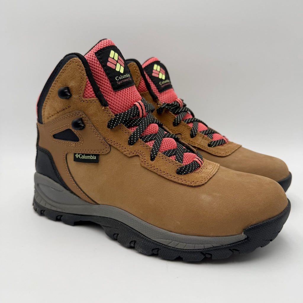 Columbia Womens Newton Ridge BC Hiking Boots Size 8.5 Brown Pink Leather NIB