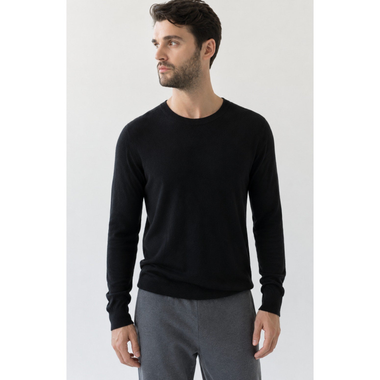 ACTIVE CASHMERE Crewneck Sweater Sweatshirt Small Black Cashmere Scottish NWT