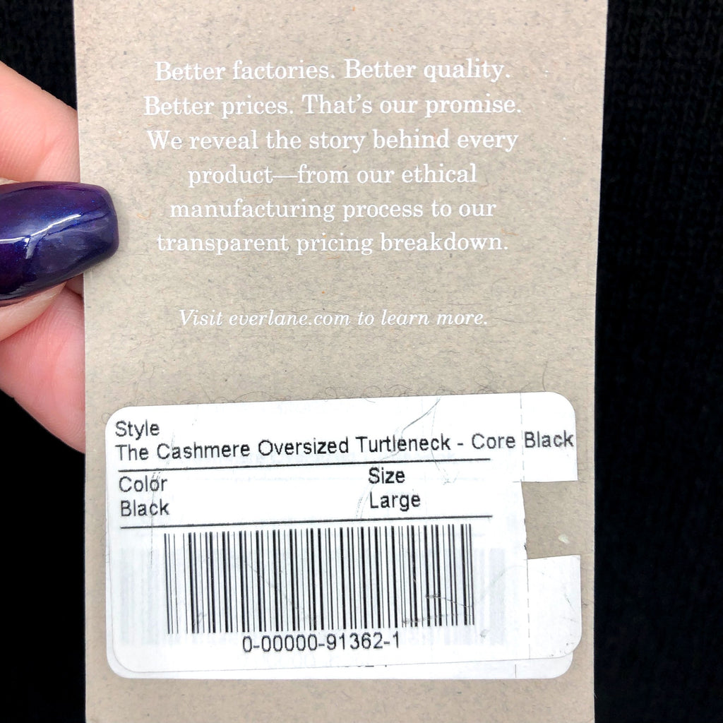 Everlane Womens The Cashmere Oversized Turtleneck Sweater Large Core Black NWT