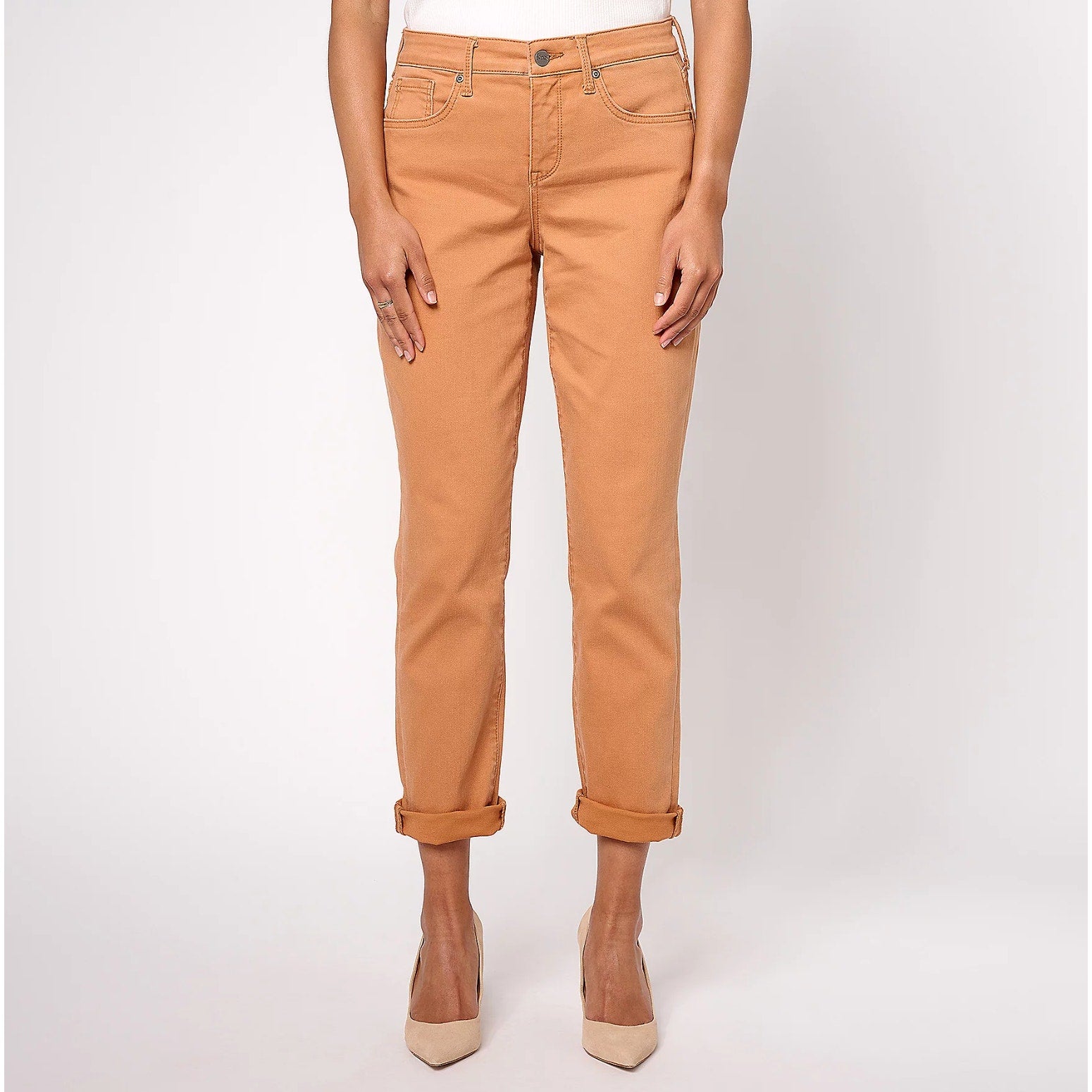 NYDJ Womens Margot Girlfriend Straight Leg Jeans Size 8 PETITE Rust Brown NWT