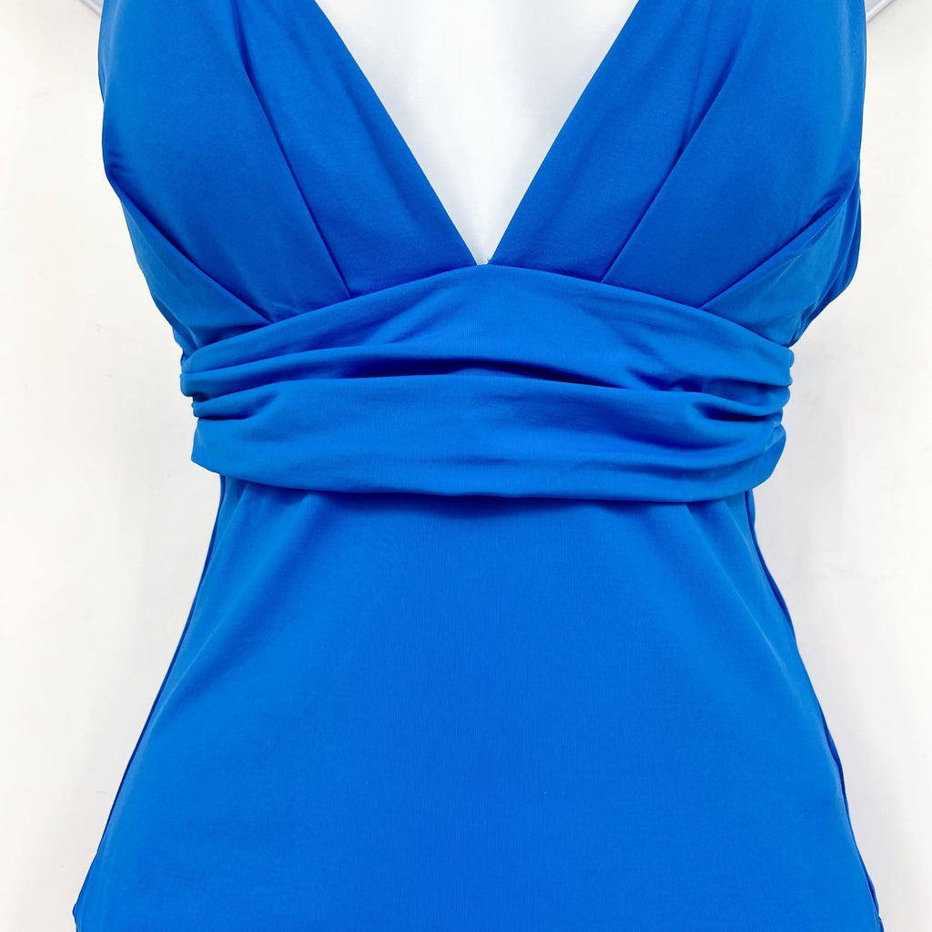 SEAFOLLY COLLECTIVE Cross Back One Piece Swimsuit Size 6 Blue Deep V Neck NWT