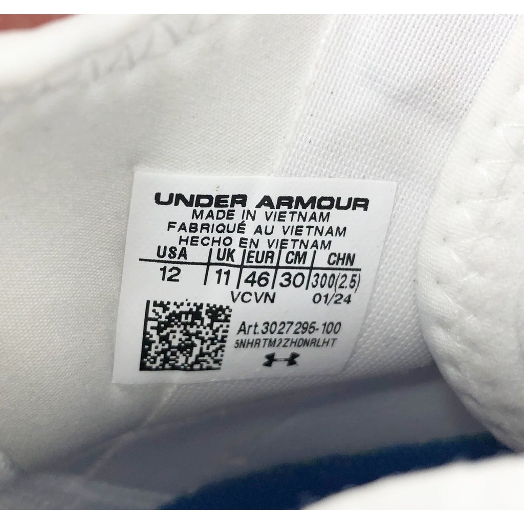 Under Armour Mens Spotlight Clone 4 MC TX Football Cleat Size 12 White Blue NWOB