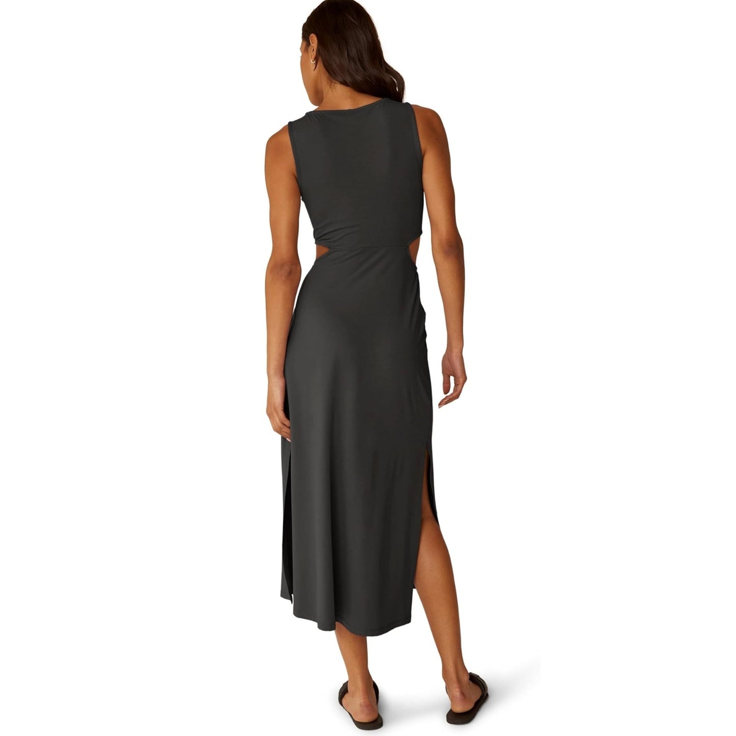 BEYOND YOGA Around The World Front Twist Dress Small Black Sleeveless NWT