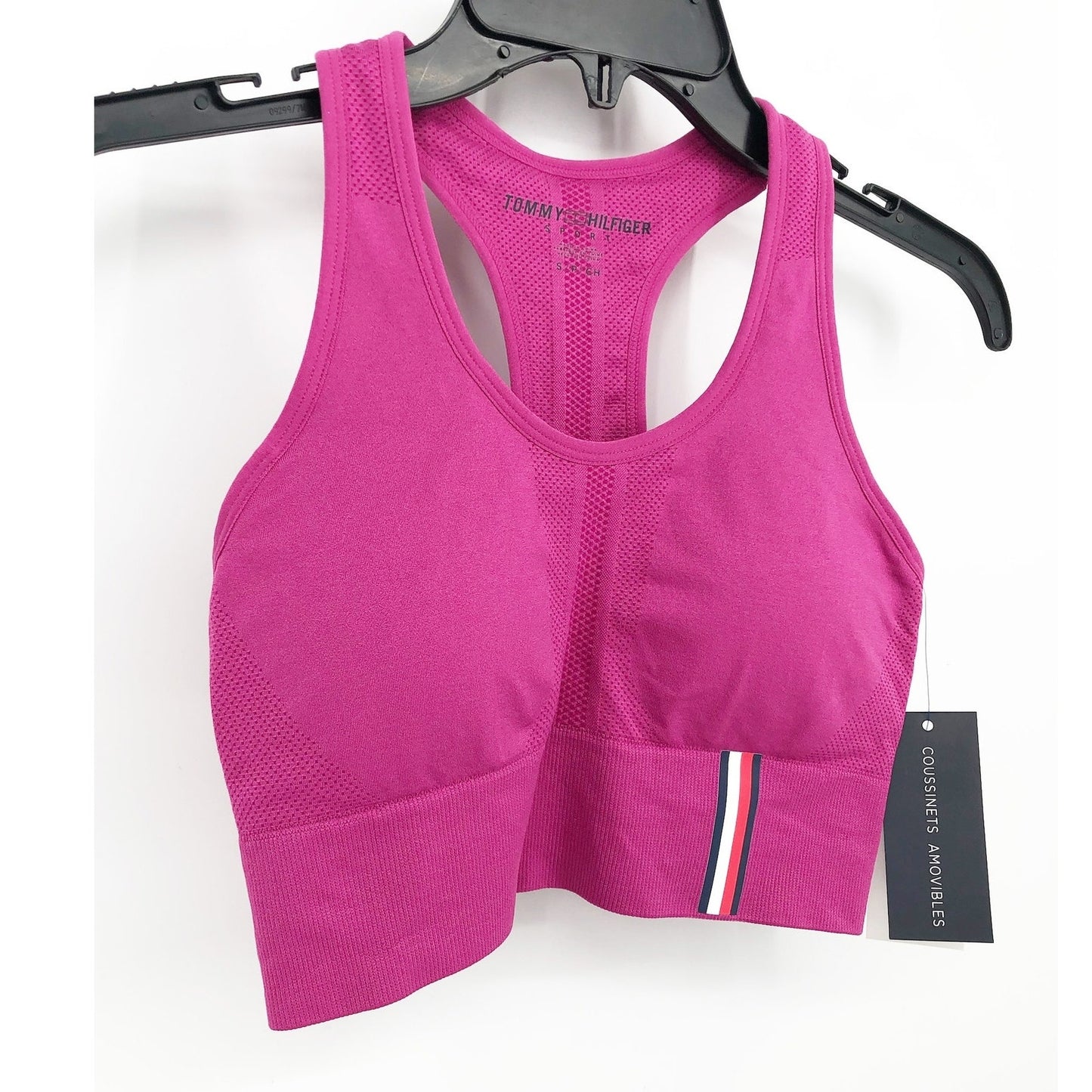 TOMMY HILFIGER SPORT Seamless Sports Bra Small Pink Dahlia Seamless Scoop NWT
