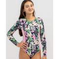 ROXY Girls Ilacabo Swimsuit Surfsuit Medium Navy Blue Floral Long Sleeve NWT