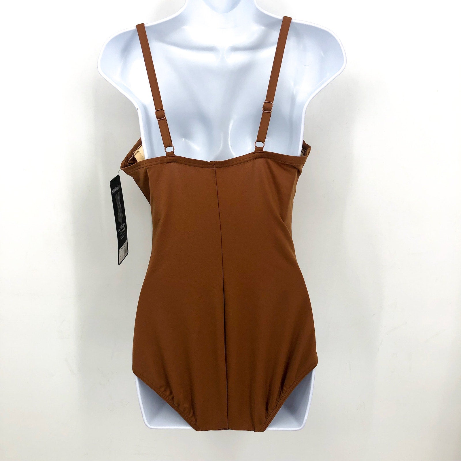 MIRACLESUIT Mystique Mesh One Piece Swimsuit Size 10 Scotch Dark Tan NWT