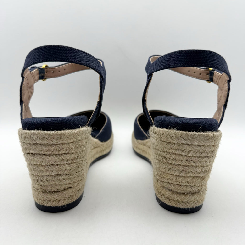 Cole Haan Women Cloudfeel Espadrille Wedge Heels Size 9.5 Navy Blue Linen NIB