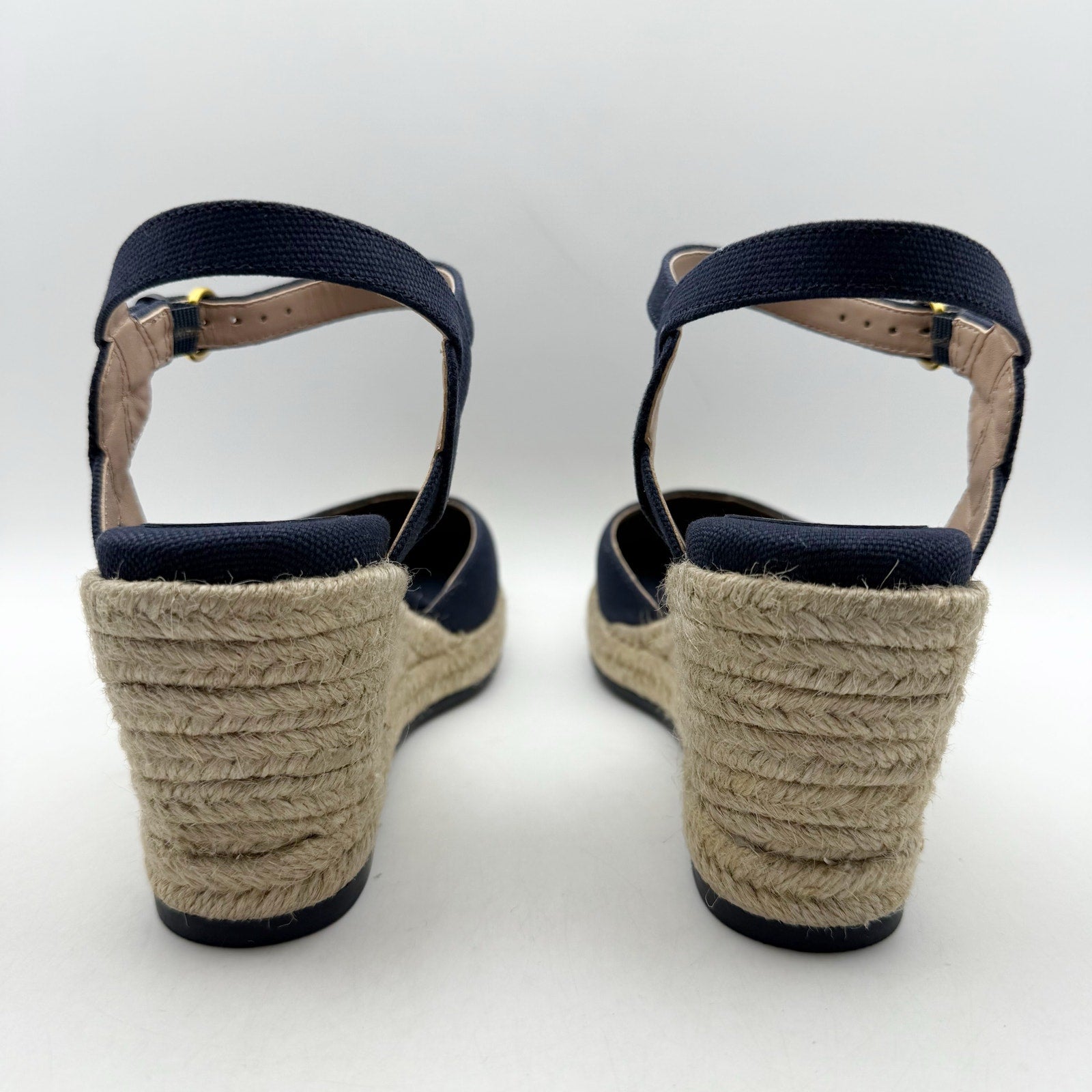 Cole Haan Women Cloudfeel Espadrille Platform Wedge Heel US 9.5 M Navy Linen NIB