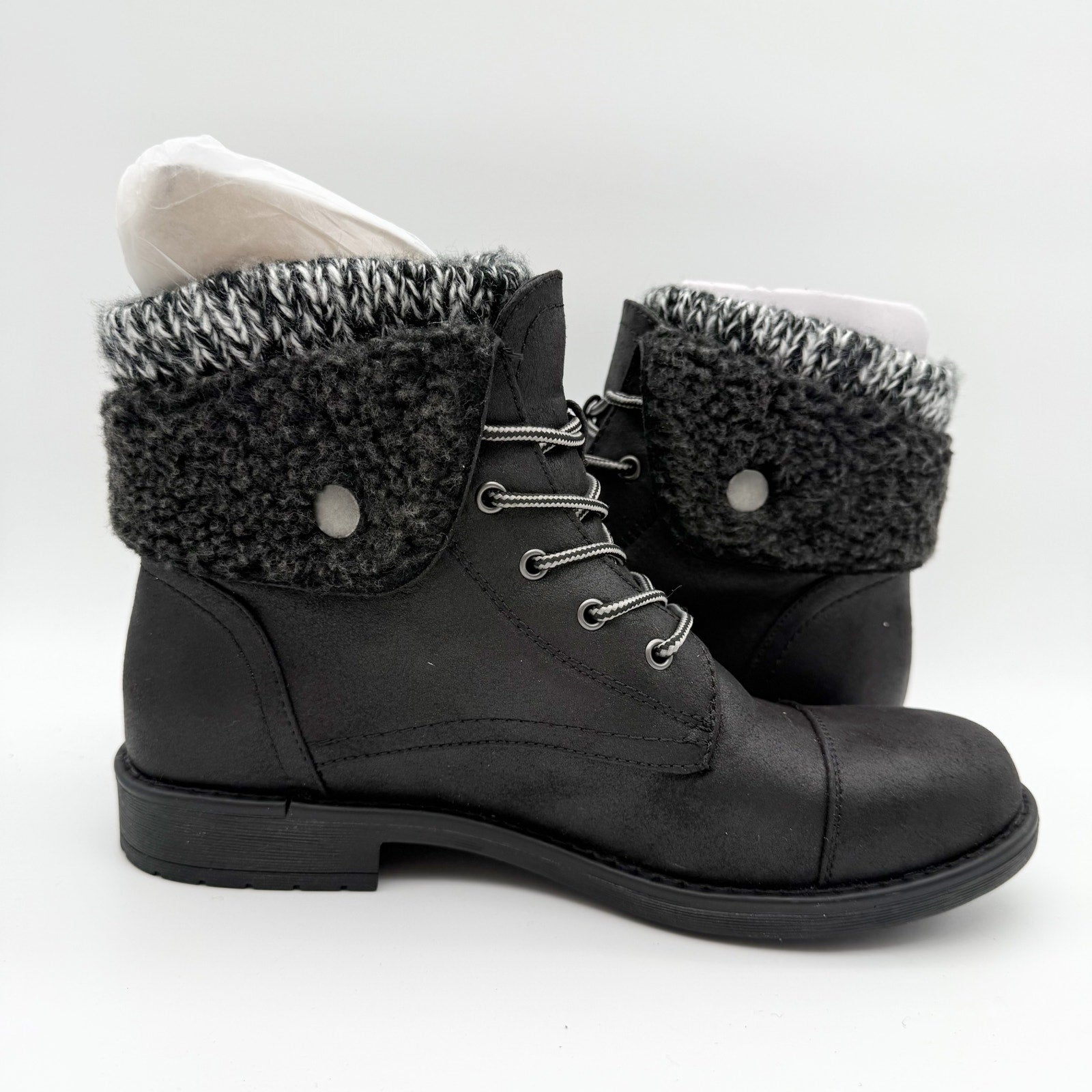 Cliffs by White Mountain Womens Duena Ankle Booties US 8.5 M Black Knit NIB