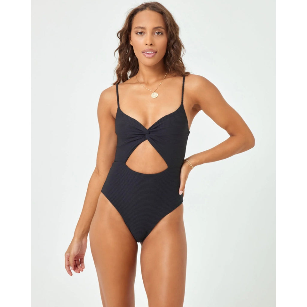 L*SPACE Women's Repreve Kyslee One Piece Swimsuit XS Black Eco Chic NWT