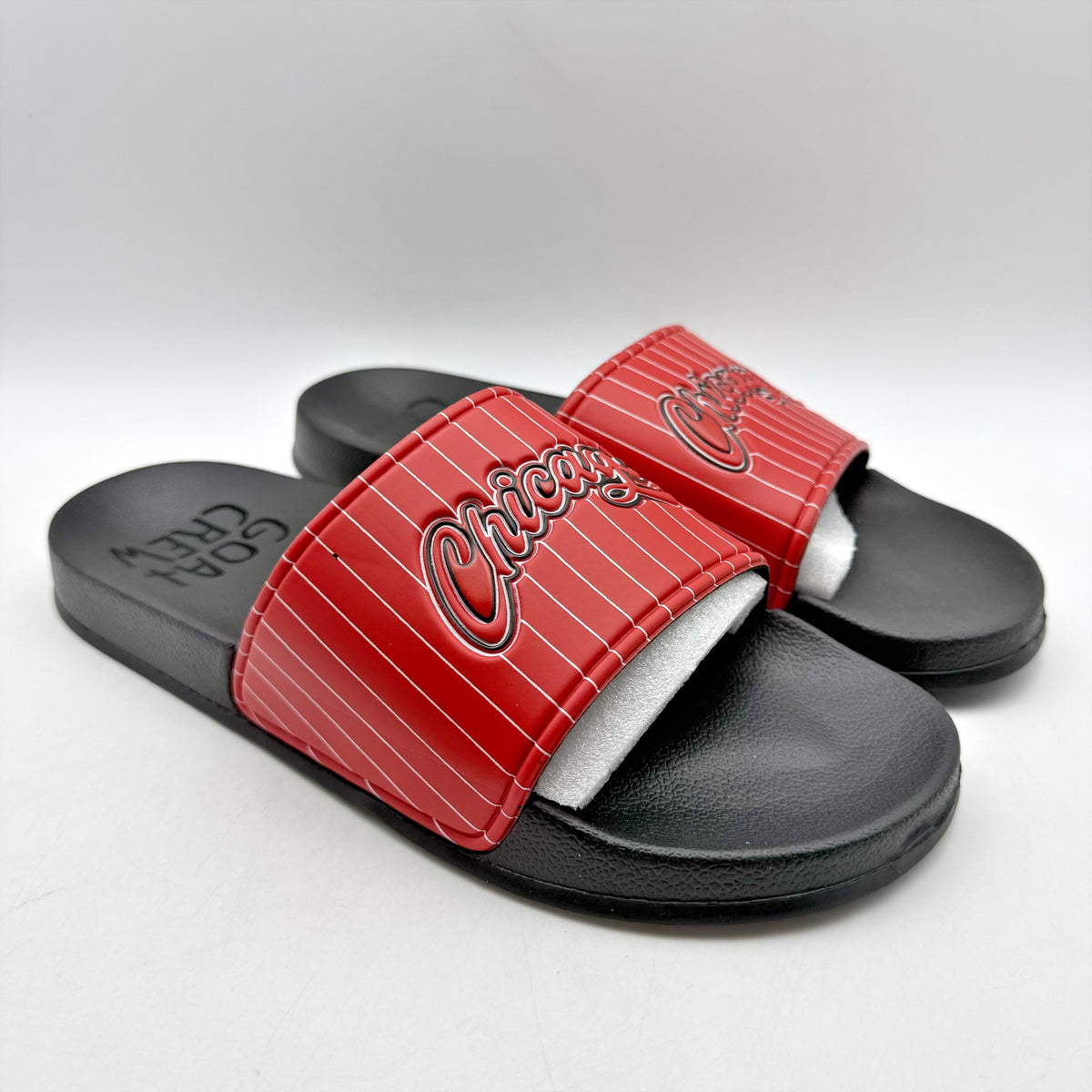 73 Studio Mens Chicago Sandals US 10 EU 43 Red Black Slides Rubber NWOB
