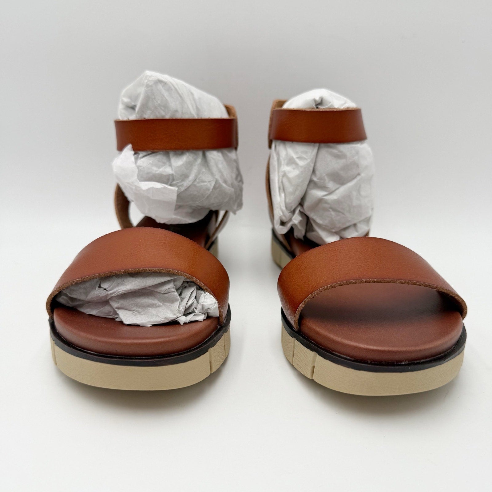 MIA Womens Emilia Sandals Size 6 Cognac Brown Flat NWOB