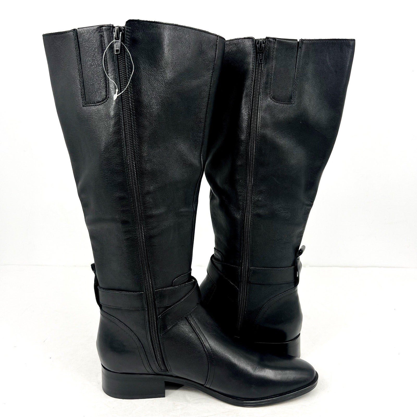 Naturalizer Womens Rena Knee High Boots 8.5M WIDE CALF Black Leather NWOB