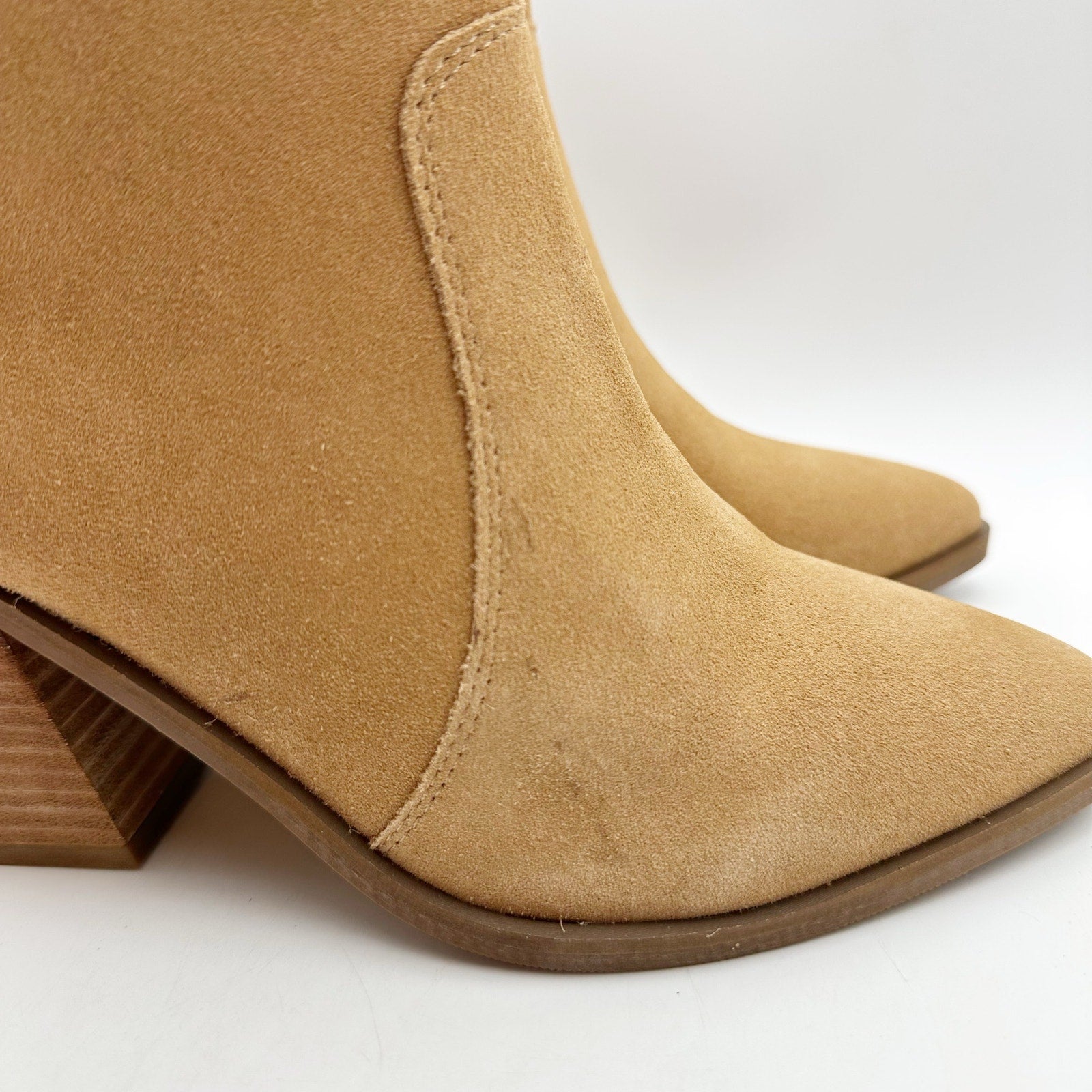 Blondo Womens Sinner Ankle Boots Size 7 Tortilla Tan Suede Waterproof Heels NIB