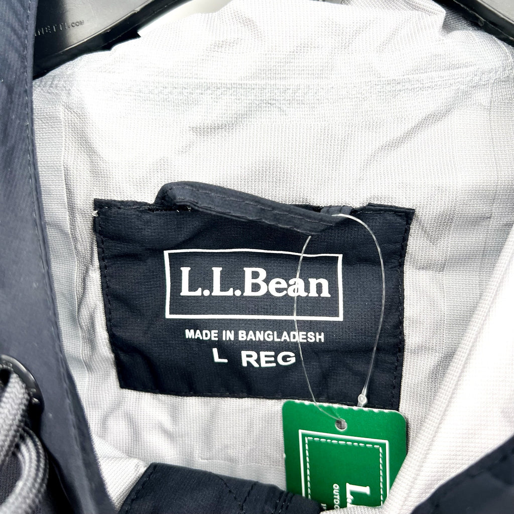L.L. BEAN Women's Wharf Street Rain Jacket Large Reg Midnight Black Hooded NWT