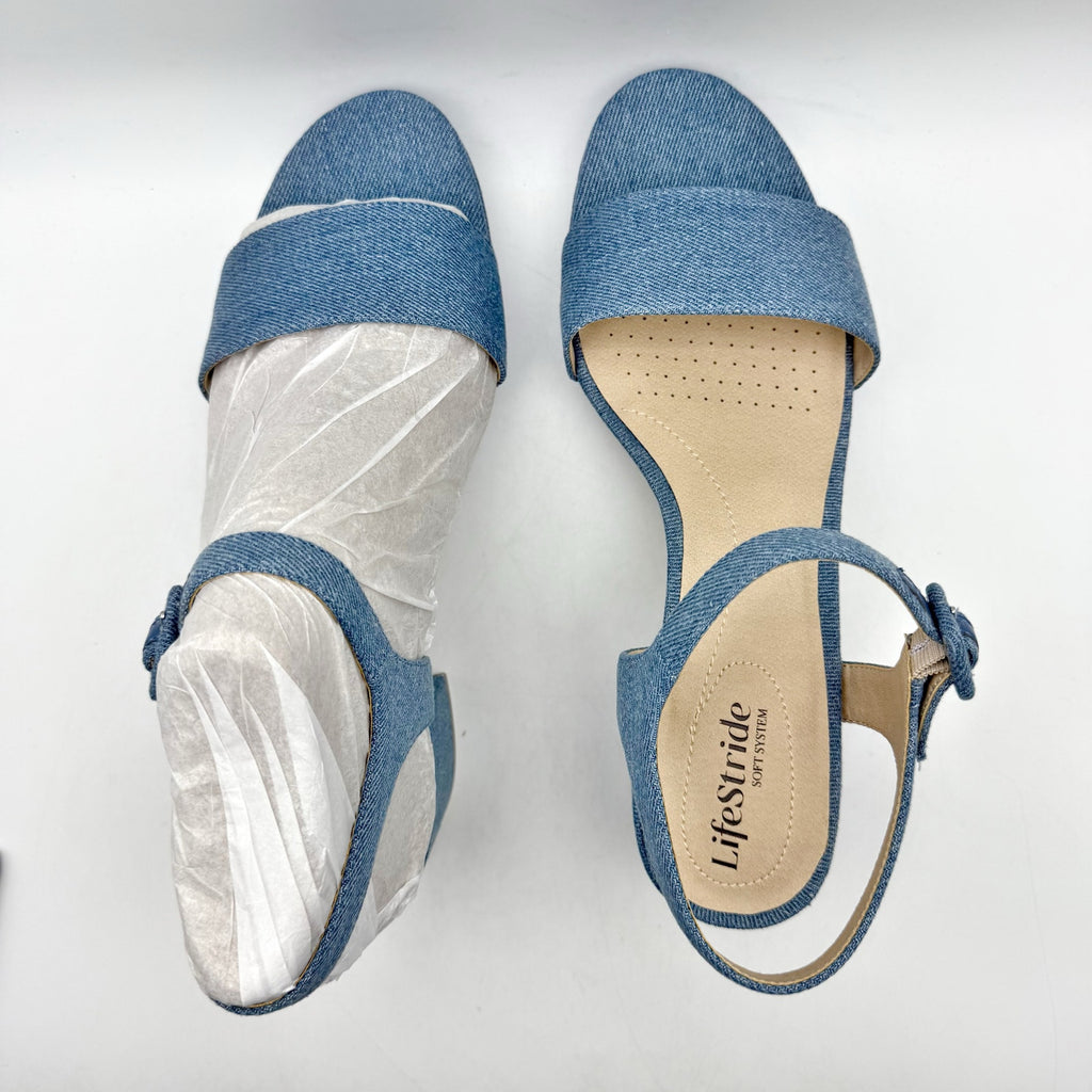 LifeStride Womens Rhythmn Sandal Heels US 11 M EU 42 Denim Blue NIB